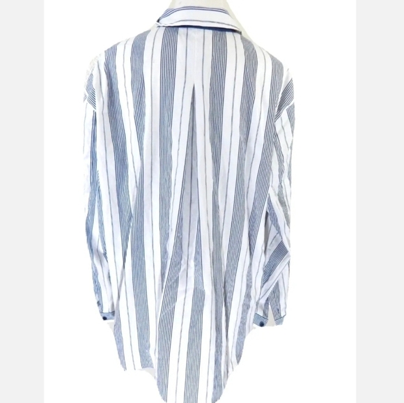 Lafayette 148 New York Striped Button Front Shirt - Picture 3 of 3